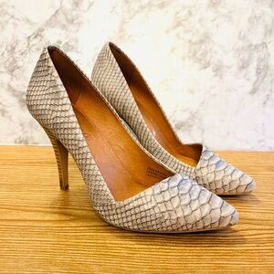 Madewell Leather Snakeskin Heels Pumps Pointy Toe Size 6.5